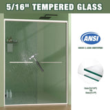 56-60"x70" Aluminum Frame Double Sliding Shower Door,Bypass Bathroom Sliding Door with Premium 5/16" W2011P293283