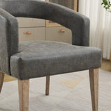 25.79" Wide Modern Barrel Open Back Upholstered Accent Chair with Weathered Solid Wood Legs Dining W3118P254207