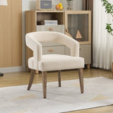25.79" Wide Modern Barrel Open Back Upholstered Accent Chair with Weathered Solid Wood Legs Dining W3118P254208