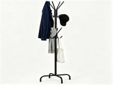 Freestanding Metal Coat Rack with 16 Staggered Hooks, Heavy-Duty Stable Coat Tree with 4 Support 69397459