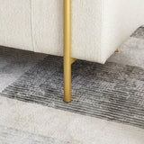 Elegant Upholstered Linen Storage Bench with Cylindrical Arms and Iron Legs for Hallway Living Room W487128011