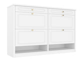 Wooden Shoe Cabinet with 4 Flip Drawers,Shoes Rack Cabinet with 2 Storage Drawers,Classified Storage W1580P402825