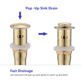 Two Handle Widespread High-arc Bathroom Faucet with Drain Assembly, Brushed Gold W122458935