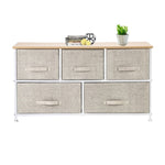 ZUN 2-Tier Wide Closet Dresser, Nursery Dresser Tower With 5 Easy Pull Fabric Drawers And Metal Frame, 83038554