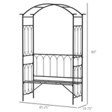 ZUN Steel Garden Arch with 2-Seat Bench 45042326