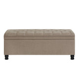Upholstered tufted button storage bench ,Linen fabric entry bench with spindle wooden legs, Bed W2186P151306