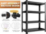 4-Tier Adjustable Multi-Functional Storage Rack, Garage Organizer with Adjustable Shelves, Black 09936129