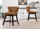 Holmes Tufted High-Back 360 Swivel Counter-Height Barstool, Tan Brown Faux Leather B2719P238380