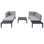 ZUN TOPMAX Outdoor 3-piece Aluminum Alloy Sectional Sofa Set with End Table and Coffee Table,Black WF285249AAE