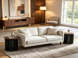 Mid-Century Modern Round Coffee Table, Natural Acacia Wood Side Table with Walnut Wood-Grain Finish, 40168579