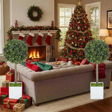 2PCS Set Artificial Tree Fake Plants Natural Boxwood Topiary Balls with 114 PE Leaves Tree Indoor 65465292