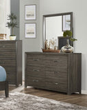 ZUN Dark Gray Finish 1pc Dresser of 6x Drawers Chrome Tone Handles Contemporary Design Bedroom Furniture B011P199392