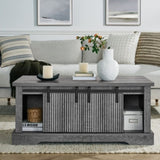 41.3 Inch Coffee Table Storage and Sliding Wood Door, Farmhouse and Industrial Cocktail Table 70563539