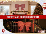 Pre-lit Outdoor Giant Bowknot Christmas Decoration, Lighted Metal Frame with 124 Warm White LED 60315865