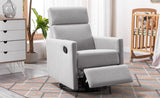 ZUN Modern Upholstered Rocker Nursery Chair Plush Seating Glider Swivel Recliner Chair, Gray PP297876AAE