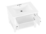 24" White Modern Sleek Bathroom Vanity Elegant Ceramic Sink with Solid Wood Frame Open Style N725P246473K