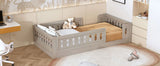 Wood Twin Size Platform Bed with Guardrail, Natural N709P180836N