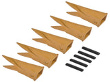 Set of 5 X156WTL Twin Tiger Rock Bucket Teeth with P156 Roll Pins Alloy Steel Fits for Skid Steer, 35563173