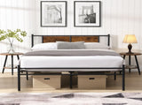 California King Bed Frames ,Headboard with wood panel decoration,black W311P284655