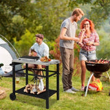 Stainless Steel Flattop Grill Cart, Movable BBQ Trolley Food Prep Cart, Multifunctional Worktable 87068651