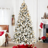 ZUN 7.5FT PE+PVC Floceked Christmas Tree with Easy Power & Memory Wire Technology, 400 Dual-Color LEDs W1773P215577