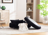 31.3"W Upholstered Round Ottoman With Reversible Lid, Chenille Storage Stool, Channel Tufted W3118P439479