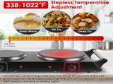 Dual Electric Hot Plate - 5-Second Quick Heating with 6.3&7.5in Glass Plates, 800W1000W Power, 76483994