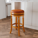 ZUN 30" Bar Stool, Natural Finish, Saddle Leather Seat B04660743