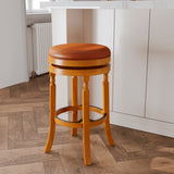 ZUN 30" Bar Stool, Natural Finish, Saddle Leather Seat B04660743