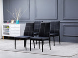 4pcs Elegant Dining Chairs with 6 Grids Decoration Backrest White Cushion Black 69161445