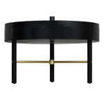 ZUN Modern Round Wood Rotating Tray Coffee Table with Storage & Metal Legs in Black 25593676