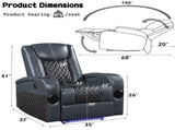 Alair Blue & Black Leather Aire Power Motion Recliner W/Bluetooth, Wireless Charger & Cupholder B2726P321025