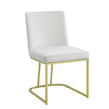 White and Gold Side Chair with Metal Base B062P209295