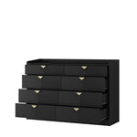 ZUN 8 Drawer Double Dresser for Bedroom with LED, Modern Dressers Chest of Drawers with Fluted Panel, W1321P201215