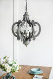 Farmhouse Chandelier, 6-Light Wood Chandelier Pendant Light Fixture with Adjustable Chain for Dining W2078137920