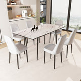 47"-63" expandable dining table set for 2-6 people, equipped with PU fabric thick cushioned dining 03158218