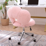 ZUN 360&deg;Swivel Height Adjustable,Swivel Chair,Teddy fabric,home office chair W680P143449