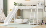Metal Bunk Bed with Slide, Twin over Twin, White MF285671AAK