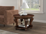 22'' Retro Round End Table,Solid Wood Sofa Side Table with Shelf,Living Room Corner Table Easy W1202P164015