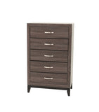 Bedroom Furniture Rustic Grey Oak Simple 1pc Tall Chest 5-Drawers Storage Solidwood Chest B011P250826