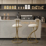 Round Bar Stool Armless Velvet Barstools with Back Set of 2 Upholstered Counter Chair for Dining W1757P167860