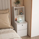 Nightstand with Charging Station, Smart Nightstand with Night Light, Modern Night Stand with W1321120064