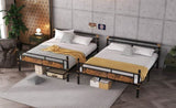 Full over Full Metal Bunk Bed, Industrial Detachable Bunkbeds with Safety Guard Rails for Teens W2580P304986