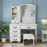 ZUN Fashion Vanity Desk with Mirror and Lights for Makeup, Vanity Mirror with Lights and Table Set with 27479800