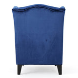 High-Back Velvet Club Chair, Upholstered Wingback Chair, Navy Blue 55038.00NVLTNBL