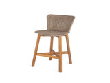 Lymington Outdoor Bar Stool, Teak Finished Wood with Light Brown Wicker, Set of 2 N775P278094B