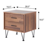 ZUN Walnut 2-Drawer Accent Table with Hairpin Legs B062P181398