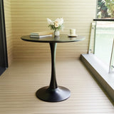 31.5" Black Round Dining Table, Tulip Table Kitchen Dining Table 2-4 People with MDF Table Top & W2189P303506