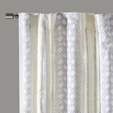 2pk Poly Printed Curtain Panel with Tufted Stripe White/Taupe 2-PK 50x95" B035P268154