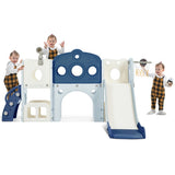 ZUN 7 in 1 Toddler Slide Set, Freestanding Spaceship Set with Slide, Kids Slide Playset Structure, Arch N710P173045C